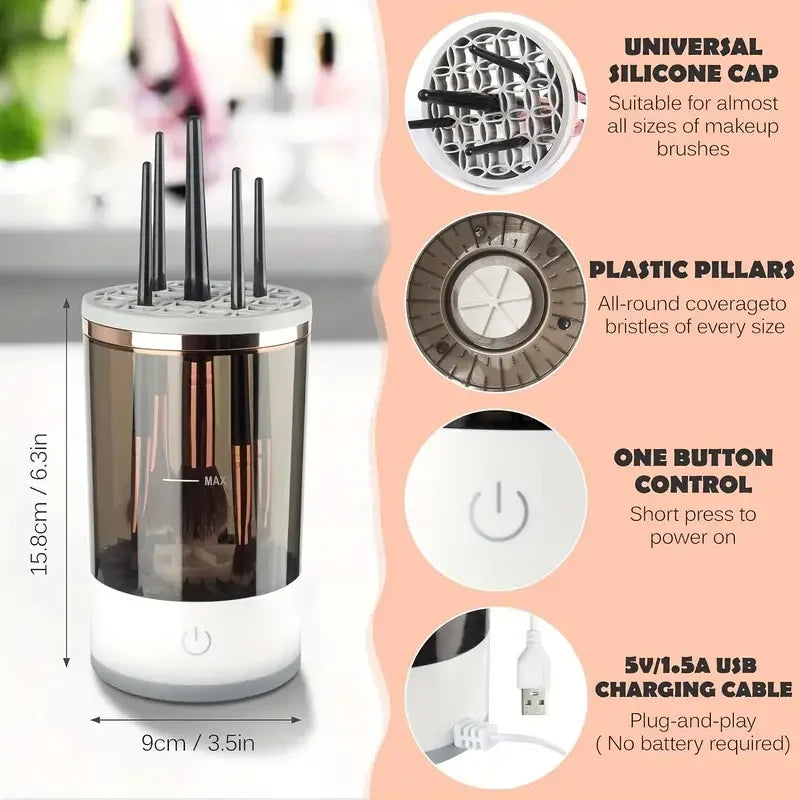 Nettoyeur De Pinceaux De Maquillage Électrique Portable